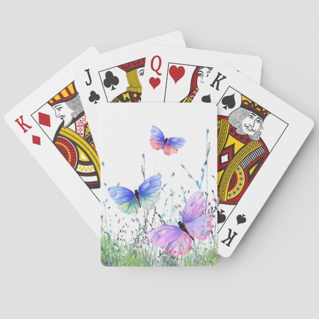 Colourful Flying Butterflies Playing Cards (Back)