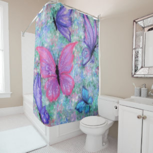 Colourful Flying Butterflies Shower Curtain