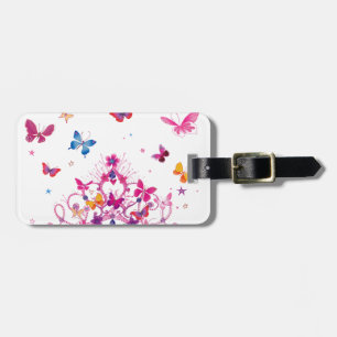 Colourful Flying Butterflies with Crown Art Print/ Luggage Tag