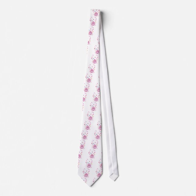 Colourful Flying Butterflies with Crown Art Print Tie (Front)