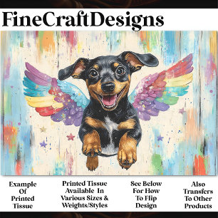 Colourful Flying Dachshund With Wings AV2 Decoupag Tissue Paper