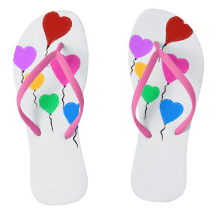 Colourful Flying Heart Balloons Flip Flops