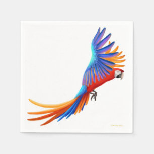 Colourful Flying Macaw Parrot Paper Napkins