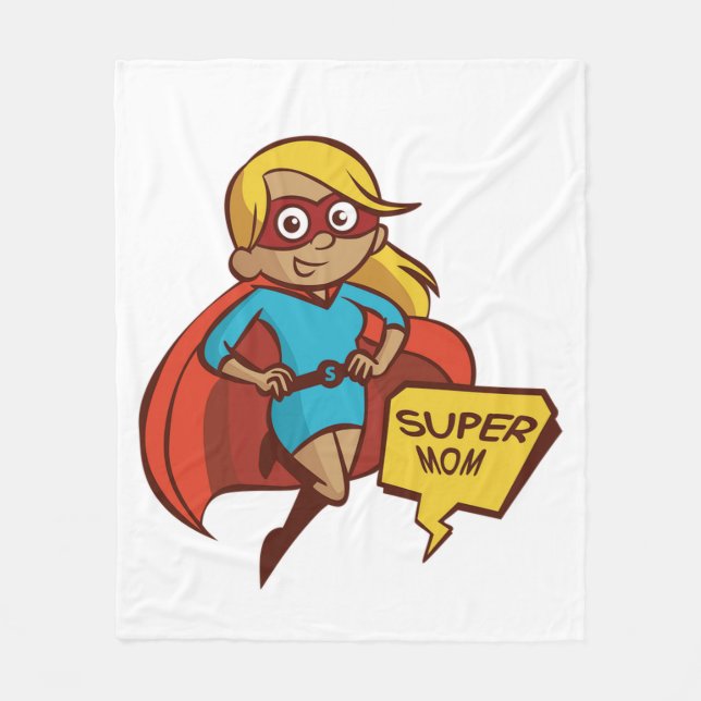 Colourful Flying Super Mum Fleece Blanket (Front)