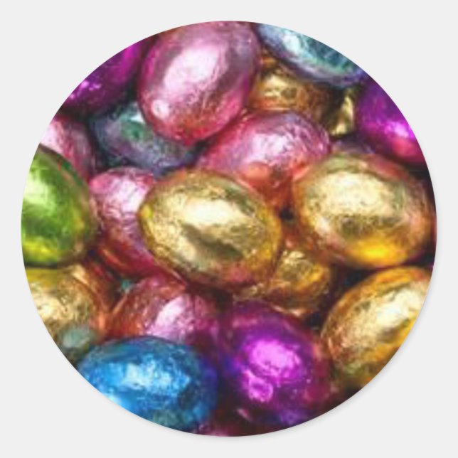 colourful foil chocolate Easter eggs Classic Round Sticker (Front)