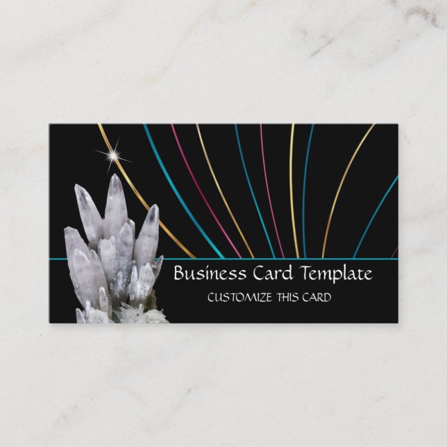 Colourful Foil Like Curves Stripes & Crystals Business Card (Front)