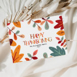 colourful foliage Happy Thanksgiving Card<br><div class="desc">A colourful card with fun happy thanksgiving text and fall foliage. The card includes a wonderful greeting message at the back which can be personalised. You can also edit the text and colours.</div>