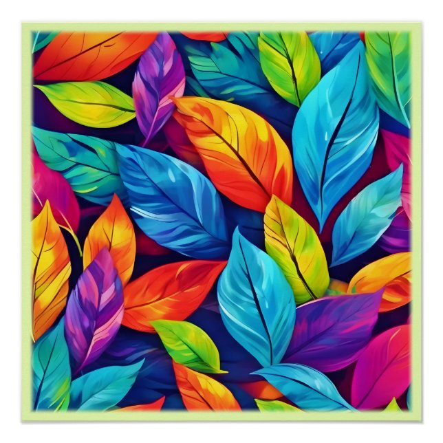 Colourful Foliage Pattern Artwork Poster (Front)