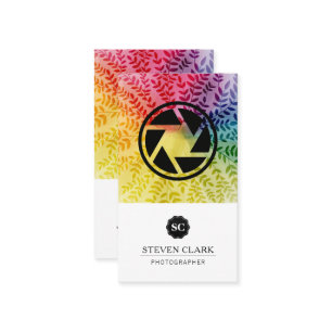 Colourful Foliage Pattern Camera Shutter Business Card