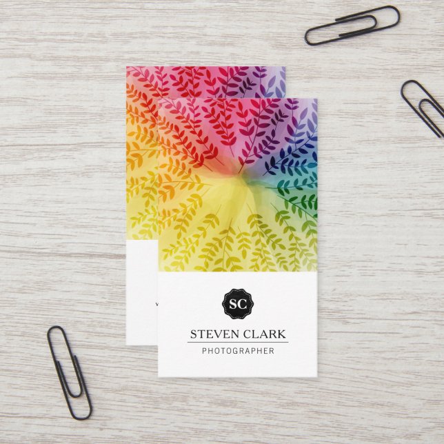 Colourful Foliage Pattern | Natural Business Card (Front/Back In Situ)