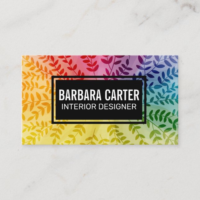 Colourful Foliage Pattern | Natural Business Card (Front)