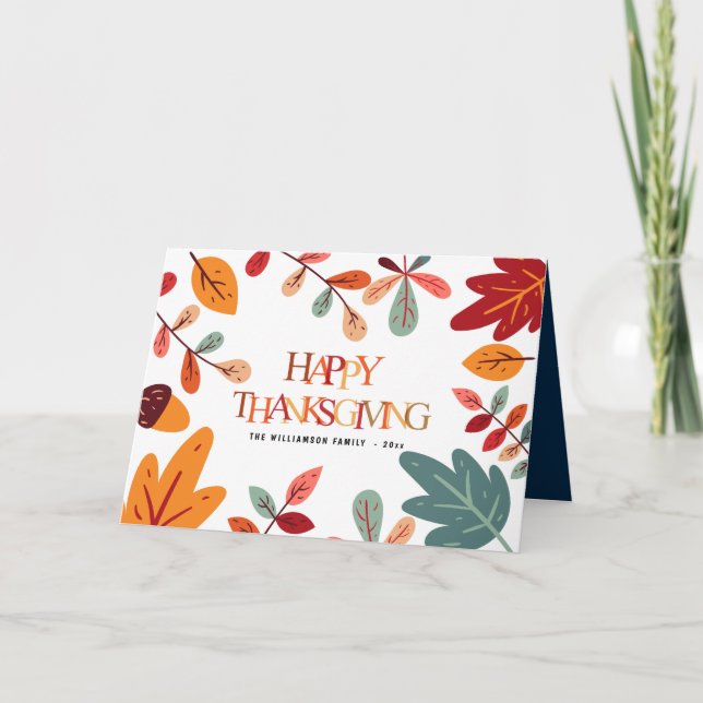 colourful foliage Thanksgiving greeting Card (Front)