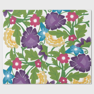 Colourful Folk Art Floral Botanical Wrapping Paper