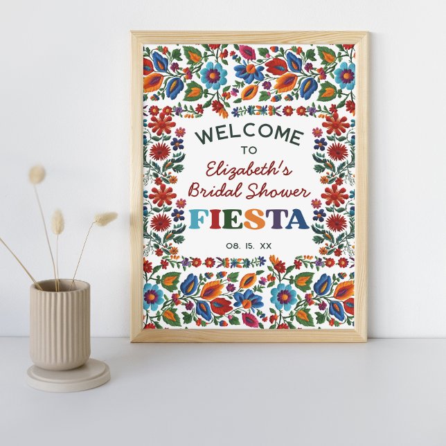 Colourful Folk Art Floral Embroidery Fiesta Welcom Poster (Creator Uploaded)
