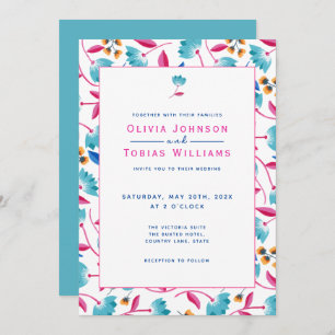 Colourful Folk Art Floral Summer Invitation
