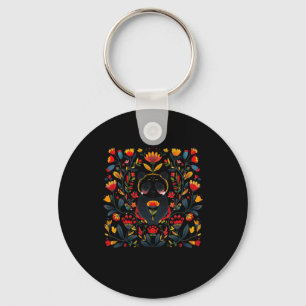 Colourful Folk Art Illustration Featuring A Panda Key Ring
