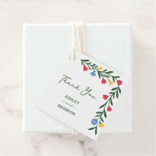 Colourful Folk Art Scandinavian Wedding Thank You Favour Tags