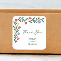 Colourful Folk Art Scandinavian Wedding Thank You