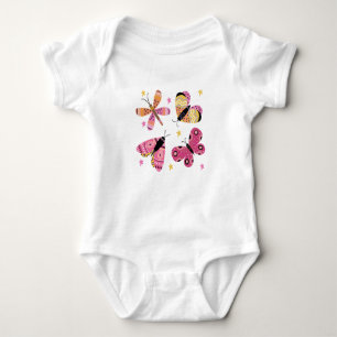 Colourful Folk Art Style Butterflies Baby Bodysuit