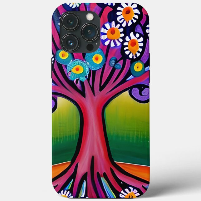 Colourful Folk Art Style Whimsical Tree   Case-Mate iPhone Case (Back)