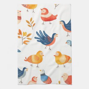 Colourful Folk Art Turkeys – Nature Inspired Autum Tea Towel