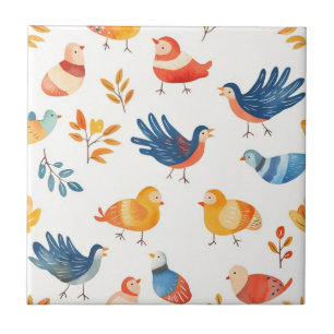 Colourful Folk Art Turkeys – Nature Inspired Autum Tile