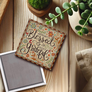 Colourful Folk Blessed Grateful Inspirivity Magne Magnet