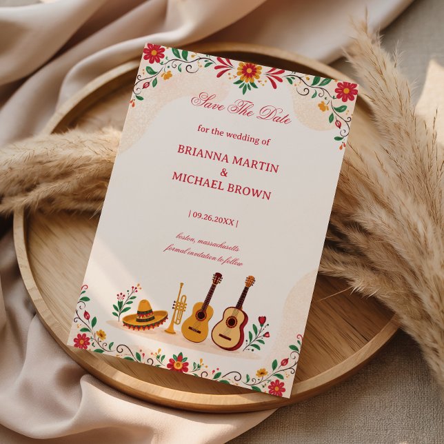 Colourful Folk Botanical Romantic Mexican Save The Date (Creator Uploaded)