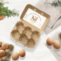 Colourful Folk Chicken Egg Carton Label