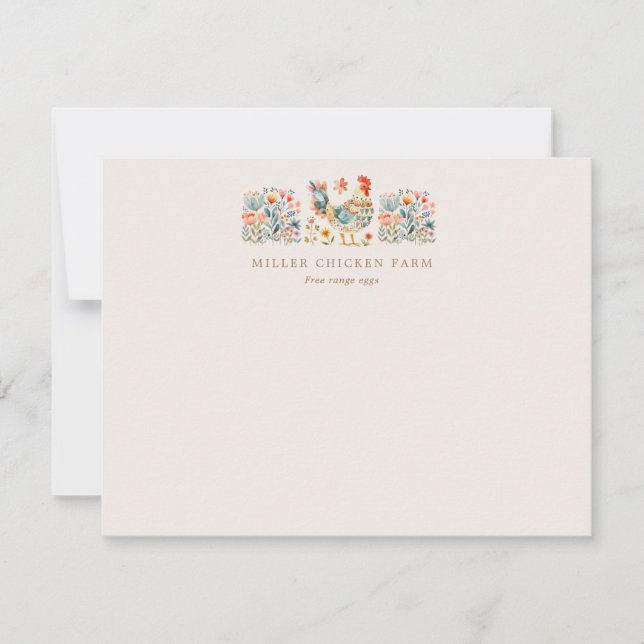 Colourful Folk Chicken Floral  Card (Front)