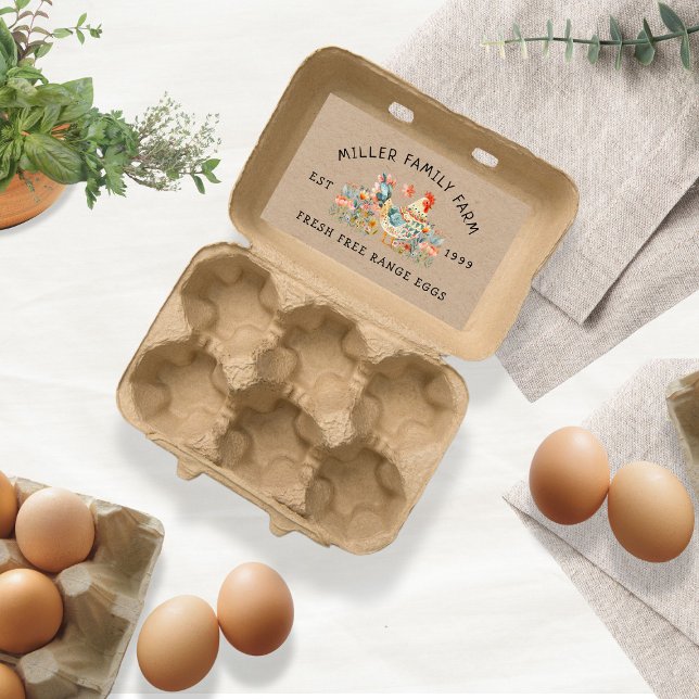 Colourful Folk Chicken Floral Egg Carton Rectangular Sticker (Creator Uploaded)