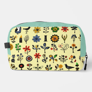 Colourful folk floral and birds dopp kit