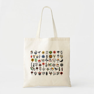 Colourful folk floral and birds tote bag