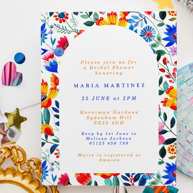 Colourful Folk Floral Fiesta Bridal Shower Invitation (Creator Uploaded)