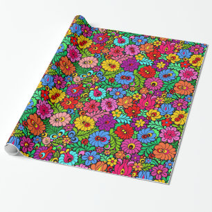 Colourful Folk Floral wrapping paper gift wrap