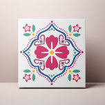Colourful Folk Flower Azulejo Tile<br><div class="desc">Decorate the office with this Colourful Folk Flower design. You can customise this further by clicking on the "PERSONALIZE" button. Change the background colour if you like. For further questions please contact us at ThePaperieGarden@gmail.com.</div>