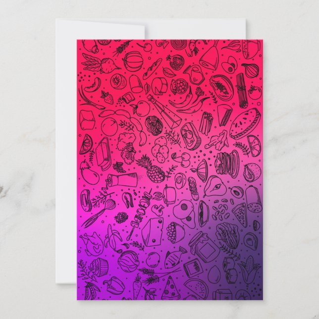 Colourful Food Pattern Fruits Foods Pancakes Veggi Invitation (Front)