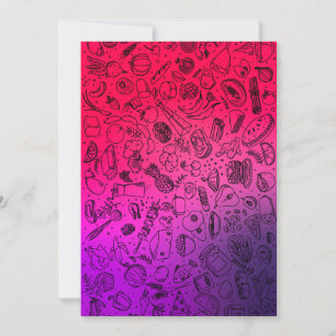 Colourful Food Pattern Fruits Foods Pancakes Veggi Invitation