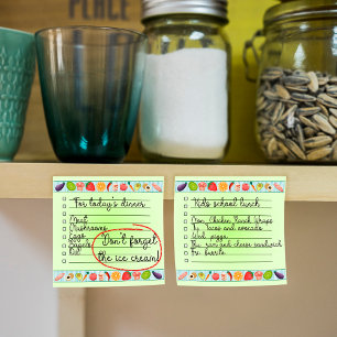 Colourful food to do list 3" x 3" post-it notes