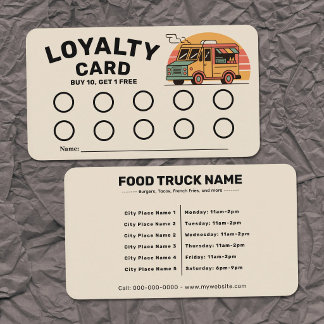 Colourful Food Truck Loyalty Card