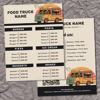 Colourful Food Truck Menu & Price List Flyer