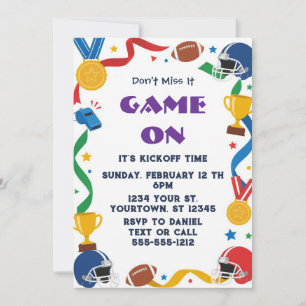 Colourful Football Game Day Party Invitation