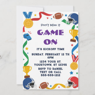 Colourful Football Game Day Party Invitation