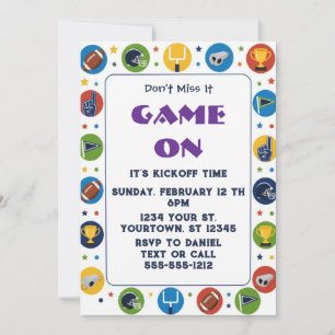 Colourful Football Game Day Party Invitation