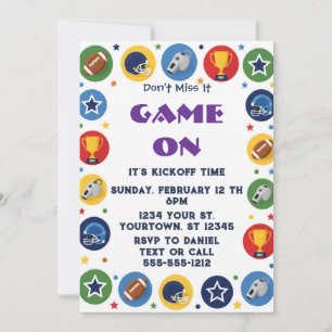 Colourful Football Game Day Party Invitation