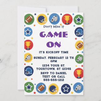 Colourful Football Game Day Party Invitation