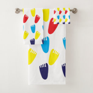 Colourful Footprints Bath Towel Set