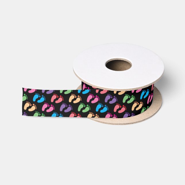 Colourful Footprints Ribbon Satin Ribbon (Spool)