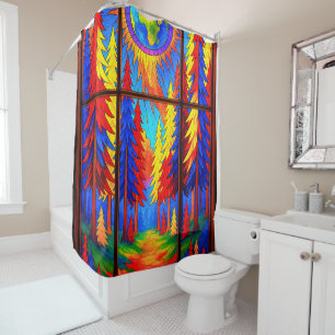 Colourful Forest Art Shower Curtain