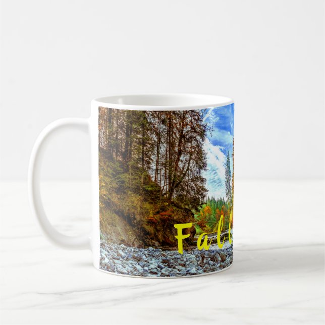 Colourful Forest Autumn Fall Trees River Coffee Mug (Left)